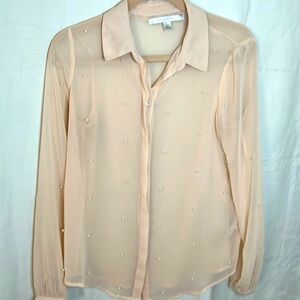 Sheer light pink pearl studded Lauren Conrad